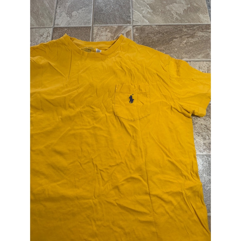 Polo Ralph Lauren Mens Classic Fit Pocket T-Shirt Yellow Large Embroidered Pony